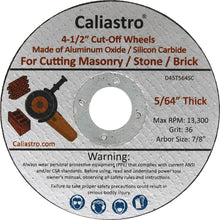 Load image into Gallery viewer, 10 Pack of 4.5 inch Cut Off Wheel Concrete Grinding Wheel for Cutting Masonry Stone Brick Block - Compatible With All 4 1/2 inch Angle Grinder – Grinding Discs 4 1/2 Inches - 4-1/2&quot; x 7/8” x 5/64”
